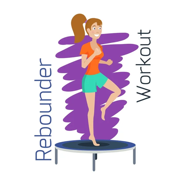 Deportiva chica saltando en trampolín — Vector de stock