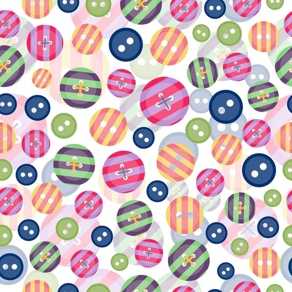 Vector seamless pattern with colorful buttons. Sewing design. Flat cartoon style — Stock Vector