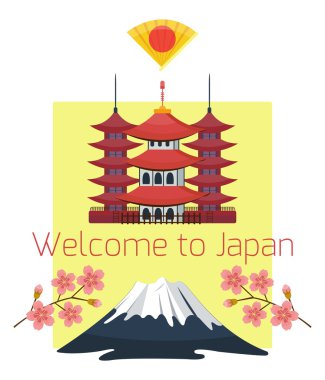 Vektör Japonya seyahat banner veya fiş arka plan şablonu