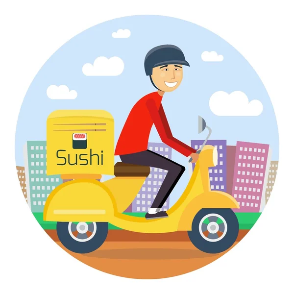 Sushi or food delivery concept — Stock Vector