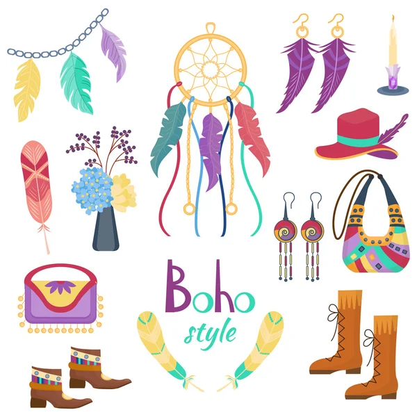 Set of boho fashion elements — Stock Vector