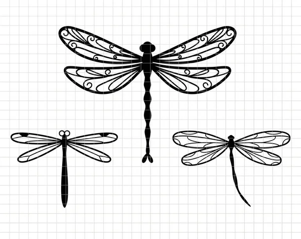 Libellen Design Kurvendekoration Silhouettenvektor Flache Illustration Akteneinsicht Geeignet Zum Schneiden — Stockvektor