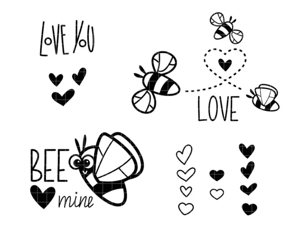 Bee Mine Design Love Design Quotes Heart Shapes Valentines Day — Stock Vector