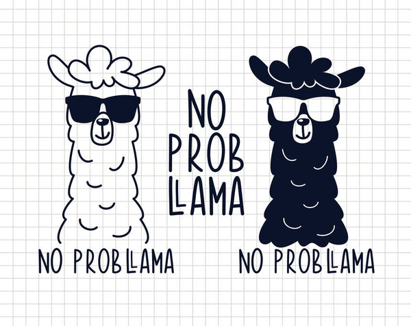 Llama clip art. Alpaca vector illustration. Cute funny animal. Silhouette vector flat illustration. Cutting file. Suitable for cutting software. Cricut, Silhouette