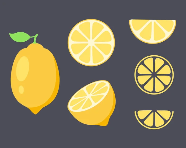 Clip Art Vectoriel Citron Fruits Tropicaux Été Illustration Alimentaire Plate Graphismes Vectoriels