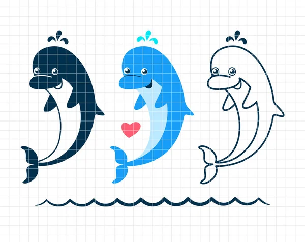 Dolphin Baby Clip Art Che Simpatico Animale Divertente Illustrazione Piatta Illustrazioni Stock Royalty Free