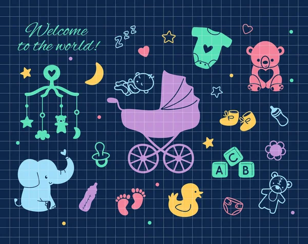 Nouveau Nouveau Bébé Baby Shower Nouvelle Maman Jolies Silhouettes Bébé Vecteurs De Stock Libres De Droits