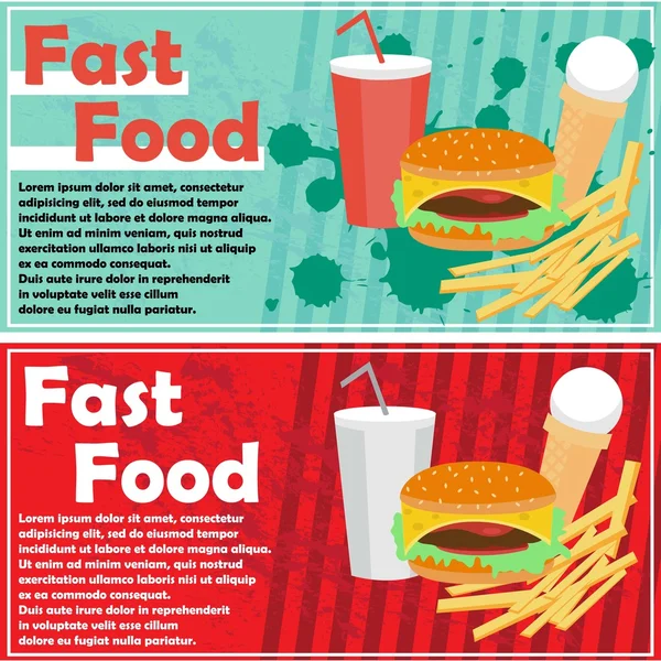 Volantino fast food, banner — Vettoriale Stock