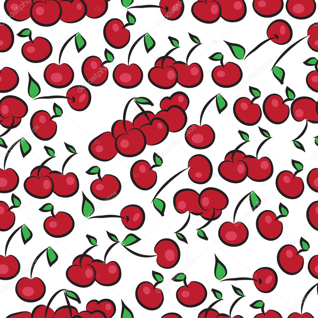 Vector seamless pattern of red cherries