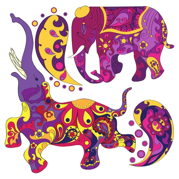 Vector decorado elefante indio — Vector de stock