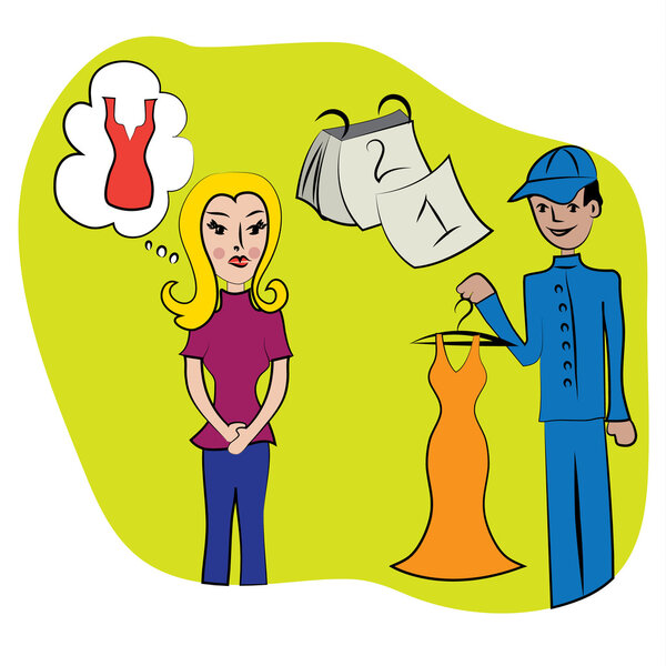 Courier brought the woman ordered online dress