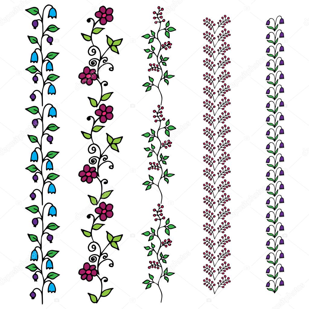 Set of floral borders. Vector illustration