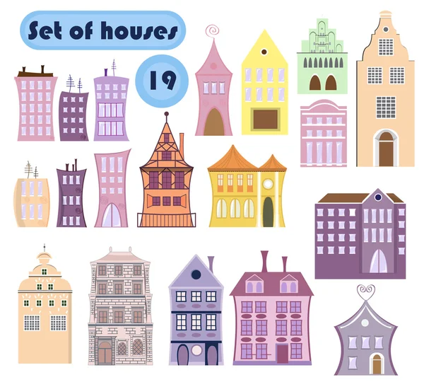 Set of vector cartoon houses — Stock Vector