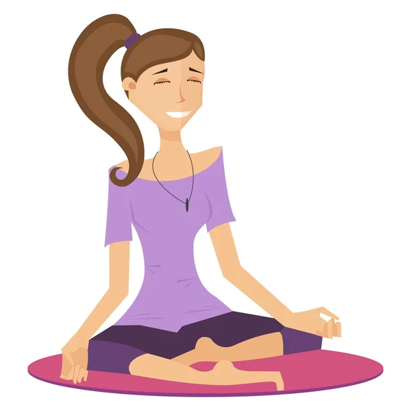 Sportif kız, lotus pozisyonda oturan yogi