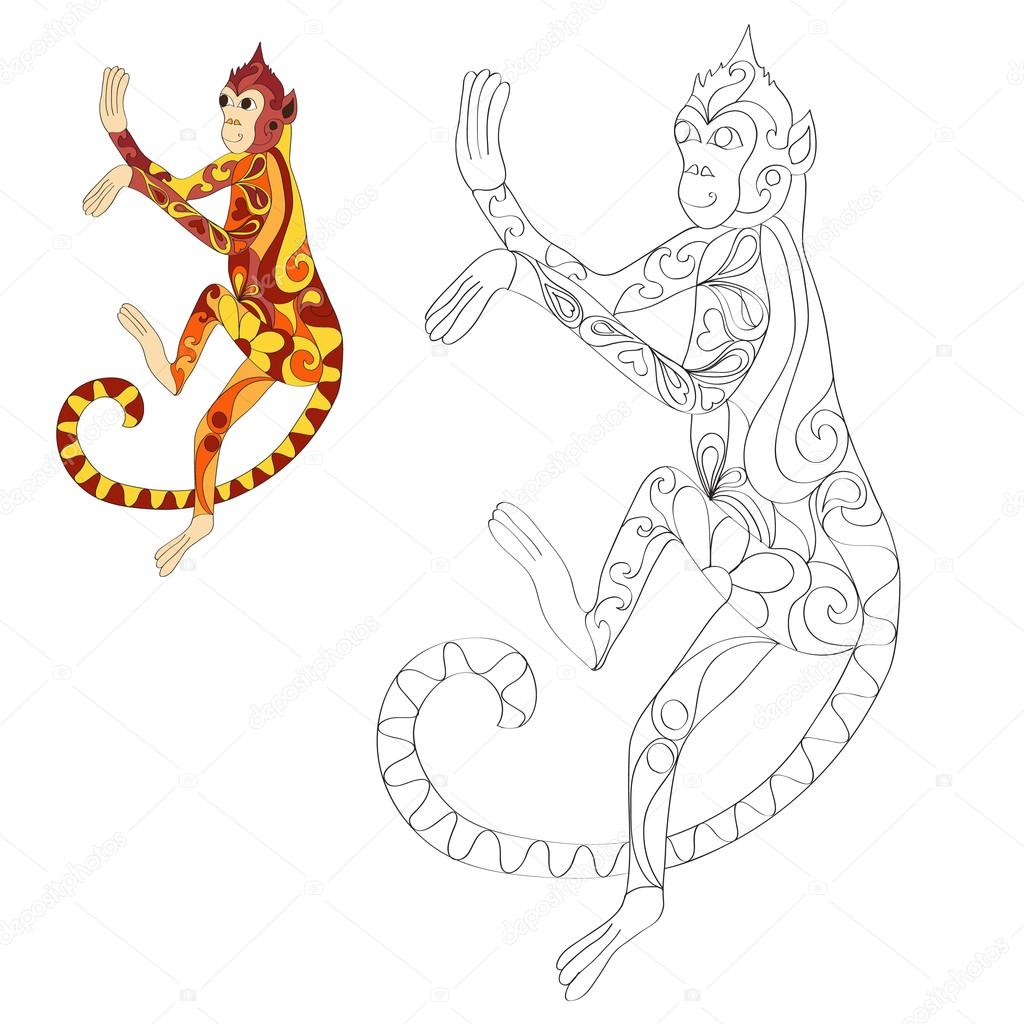Vector decorated Indian Monkeys