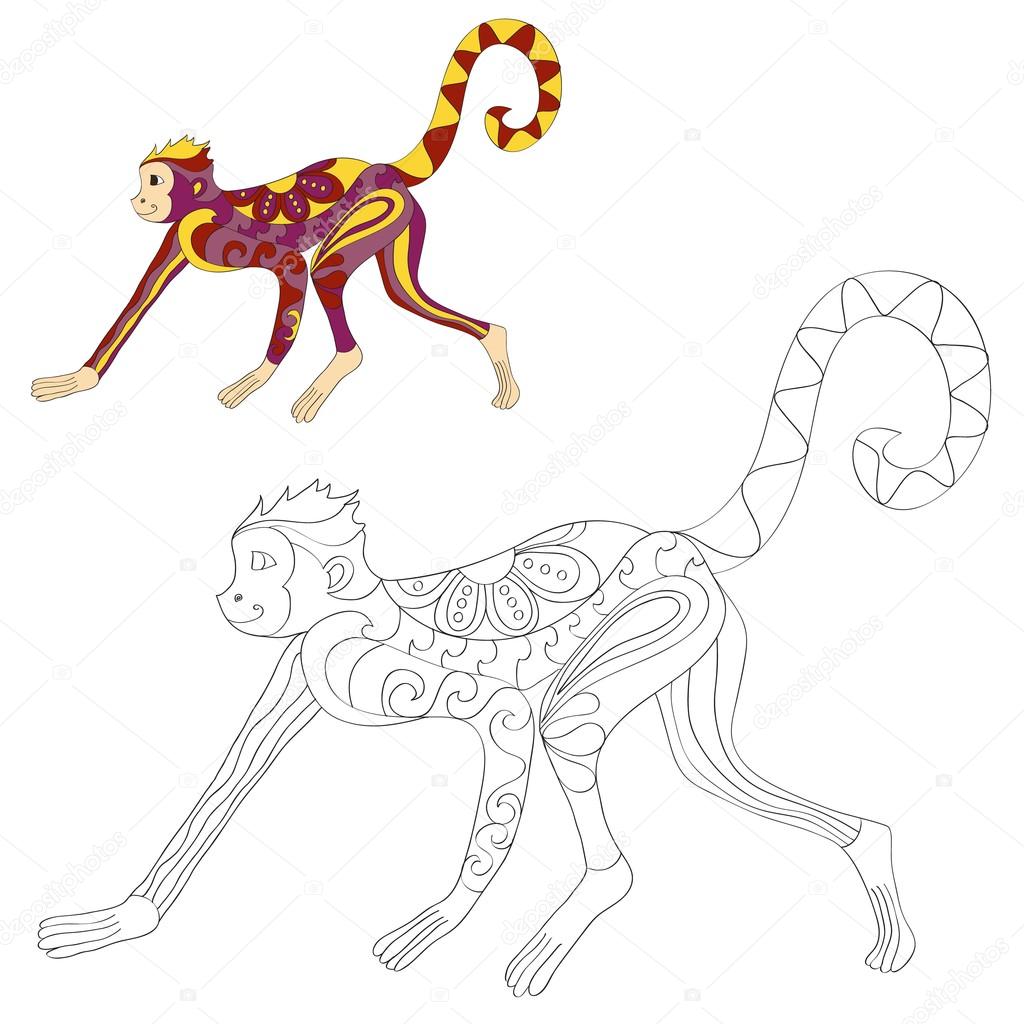 Vector decorated Indian Monkeys