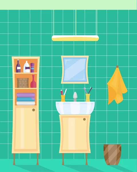 Interior del baño. Ilustración vectorial del baño — Vector de stock