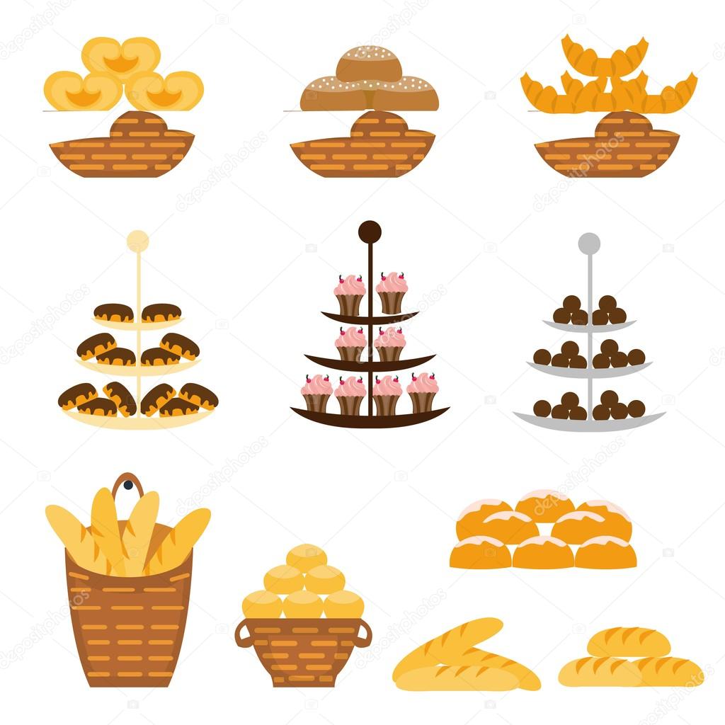 Set of different types of bakery products