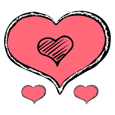 Elle çizilmiş kalp vektör çizimi