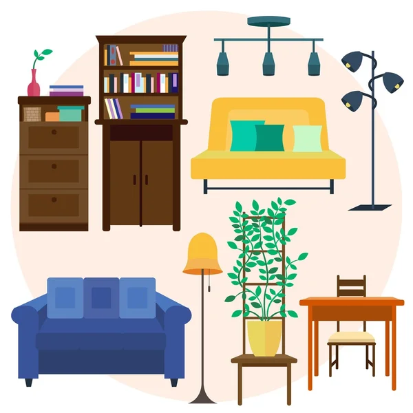 Set of home furniture for interior — Stock Vector