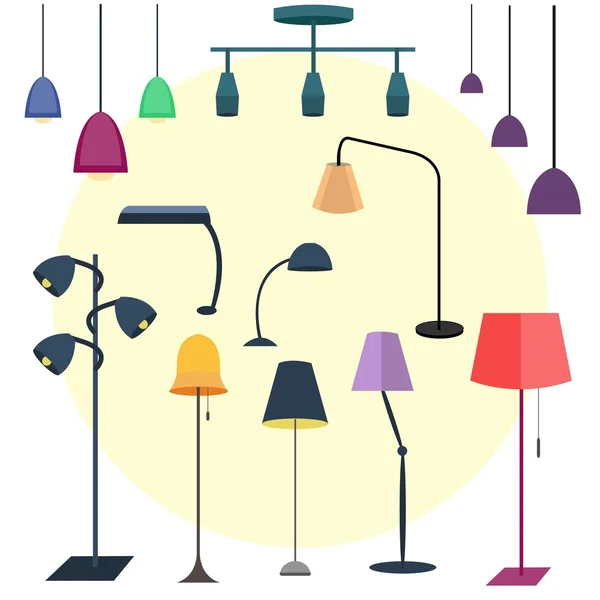 Ensemble de lampes colorées — Image vectorielle