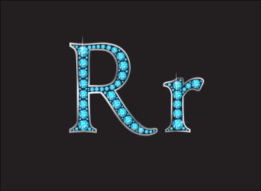 RR Aquamarine mücevherli yazı tipi yazı tipi altın kanalları ile Jeweled
