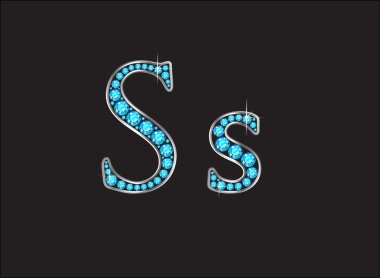 SS Aquamarine mücevherli yazı tipi yazı tipi altın kanalları ile Jeweled