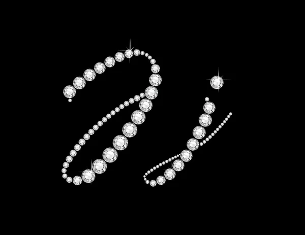 Jj Diamond Script Jeweled Font — Stock Vector