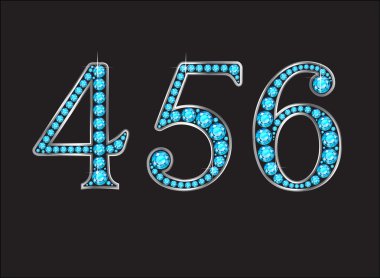 4, 5 ve 6 Aquamarine'gümüş C ile yazı tipi mücevherli yazı tipi Jeweled