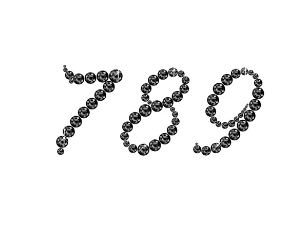 789 in Onyx Script Jeweled lettertype — Stockvector