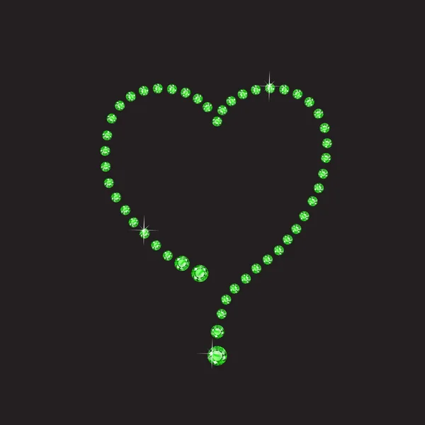 Cadre coeur Peridot sur noir — Image vectorielle