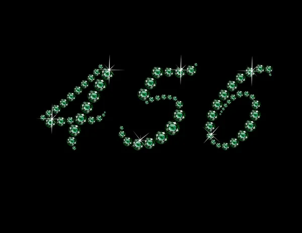 Cijfers 456 in Diamond Script Jeweled lettertype — Stockvector