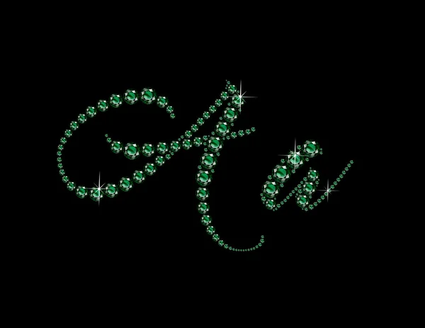 AA Emerald Script Jeweled lettertype — Stockvector