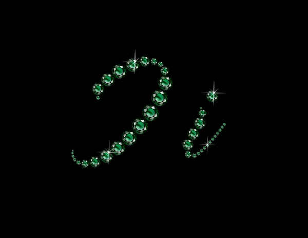 II Emerald Script Jeweled lettertype — Stockvector