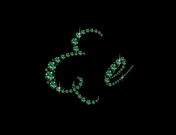 Ee Emerald Script Jeweled teckensnitt — Stock vektor