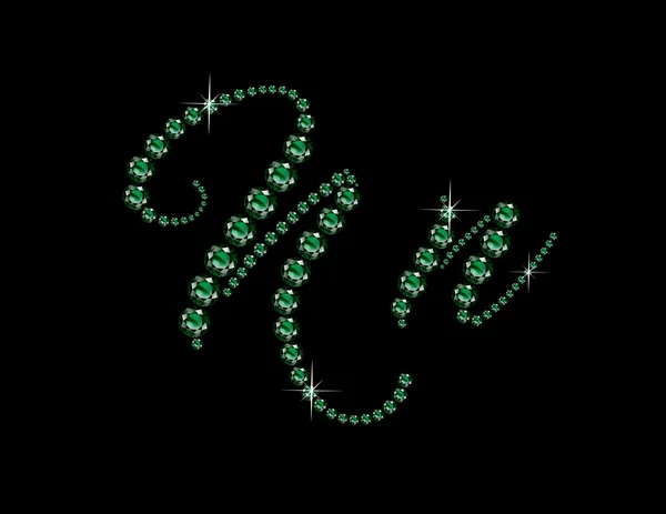 Nn Emerald Script Jeweled lettertype — Stockvector