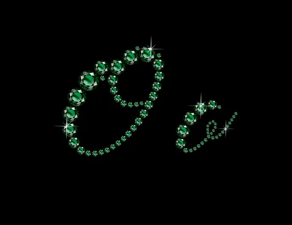 OO Emerald Script Jeweled teckensnitt — Stock vektor