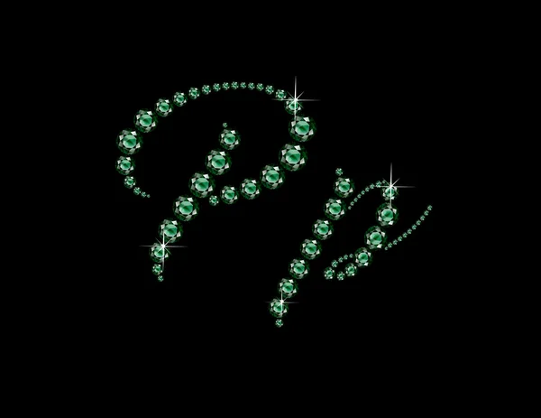 PP Emerald Script Jeweled teckensnitt — Stock vektor