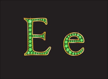 Ee Peridot altın kanalları ile yazı tipi Jeweled