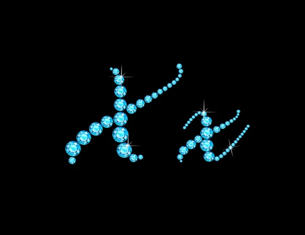 Xx 在脚本中海蓝宝石宝石字体 — 图库矢量图片