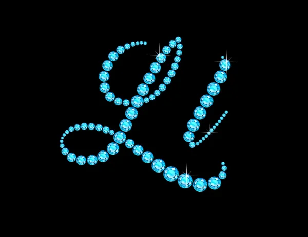 Ll in Aquamarijn Script Jeweled lettertype — Stockvector
