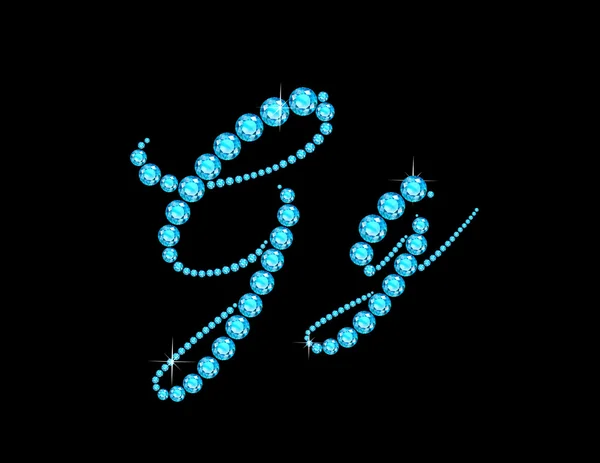 Gg in Aquamarine Script Polices bijoux — Image vectorielle