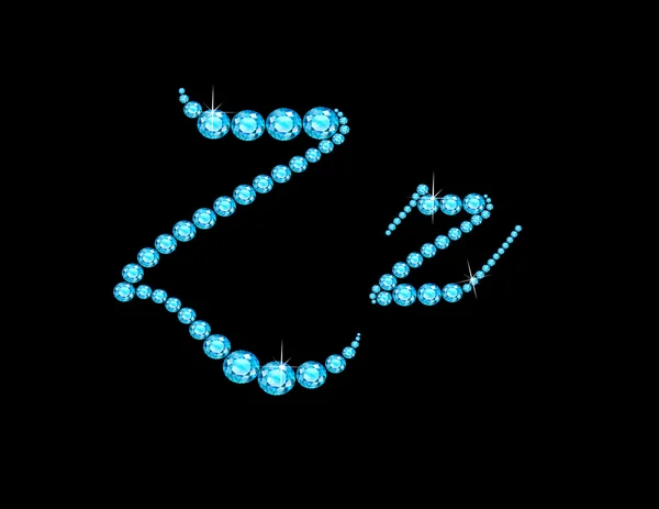 ZZ in Aquamarijn Script Jeweled lettertype — Stockvector