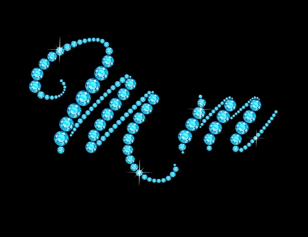 Мм в Аквамаринском шрифте Jeweled Font — стоковый вектор