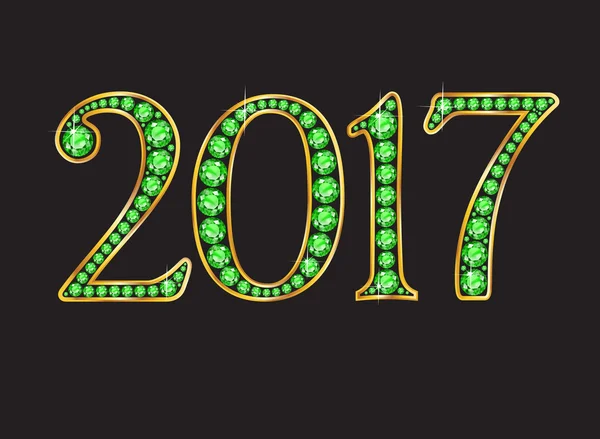 2017 Peridoto Jeweled fuente con canales de oro — Vector de stock