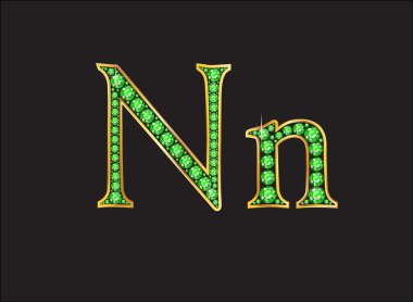 NN Peridot altın kanalları ile yazı tipi Jeweled