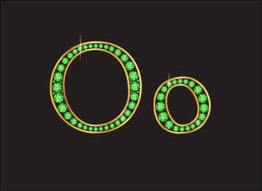 Oo içinde Peridot altın kanalları ile yazı tipi Jeweled