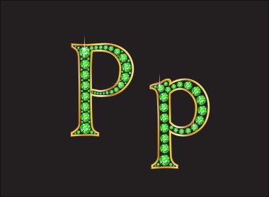 S Peridot altın kanalları ile yazı tipi Jeweled