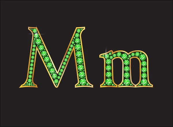 Mm σε περίδοτο Jeweled γραμματοσειρά με χρυσό κανάλια — Διανυσματικό Αρχείο