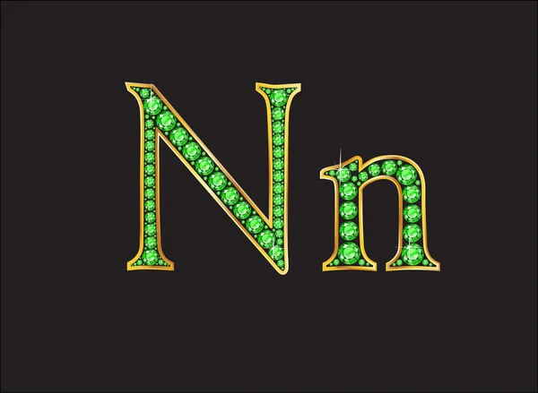 Nn en peridoto Jeweled fuente con canales de oro — Archivo Imágenes Vectoriales